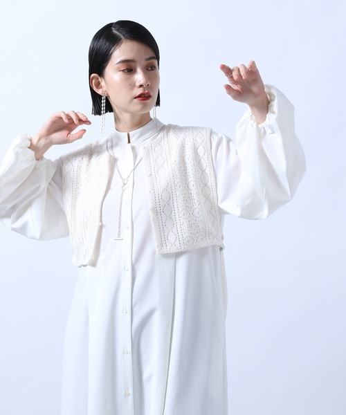 HARE（ハレ）の「２Ｐレースベストタックワンピース(HARE)（ワンピース・レディース・ブラック/オフホワイト・FREE）」の3枚目の写真