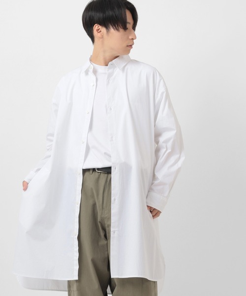 make a ray!（メイク ア レイ！）の「ワイドシルエット ブロード リラックス ロング長袖シャツ（シャツ/ブラウス・メンズ・ホワイト/ブラック/ベージュ/ストライプ・M/L）」の2枚目の写真