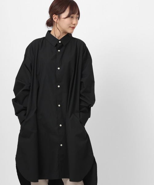 make a ray!（メイク ア レイ！）の「ワイドシルエット ブロード リラックス ロング長袖シャツ（シャツ/ブラウス・メンズ・ホワイト/ブラック/ベージュ/ストライプ・M/L）」の3枚目の写真