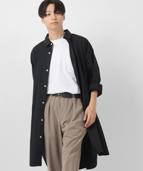 make a ray!（メイク ア レイ！）の「ワイドシルエット ブロード リラックス ロング長袖シャツ（シャツ/ブラウス・メンズ・ホワイト/ブラック/ベージュ/ストライプ・M/L）」の5枚目の写真