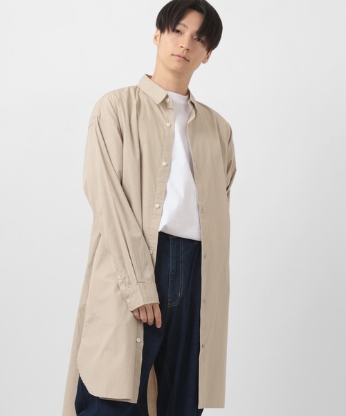 make a ray!（メイク ア レイ！）の「ワイドシルエット ブロード リラックス ロング長袖シャツ（シャツ/ブラウス・メンズ・ホワイト/ブラック/ベージュ/ストライプ・M/L）」の9枚目の写真