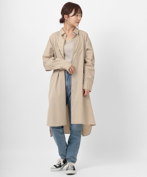 make a ray!（メイク ア レイ！）の「ワイドシルエット ブロード リラックス ロング長袖シャツ（シャツ/ブラウス・メンズ・ホワイト/ブラック/ベージュ/ストライプ・M/L）」の11枚目の写真