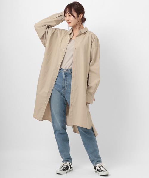 make a ray!（メイク ア レイ！）の「ワイドシルエット ブロード リラックス ロング長袖シャツ（シャツ/ブラウス・メンズ・ホワイト/ブラック/ベージュ/ストライプ・M/L）」の22枚目の写真