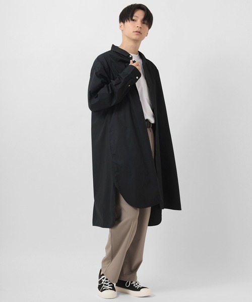 make a ray!（メイク ア レイ！）の「ワイドシルエット ブロード リラックス ロング長袖シャツ（シャツ/ブラウス・メンズ・ホワイト/ブラック/ベージュ/ストライプ・M/L）」の19枚目の写真