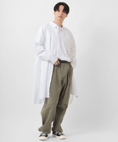 make a ray!（メイク ア レイ！）の「ワイドシルエット ブロード リラックス ロング長袖シャツ（シャツ/ブラウス・メンズ・ホワイト/ブラック/ベージュ/ストライプ・M/L）」の16枚目の写真