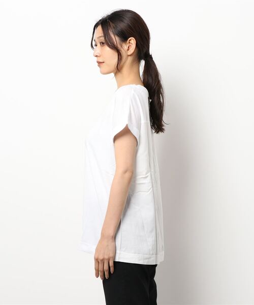 shop DADA(ショップダダ)の「袖折り返しTシャツ(1S15-350106)(Tシャツ/カットソー・レディース・チャコールグレー/ホワイト/ブルー系・FREE)」の5枚目の写真