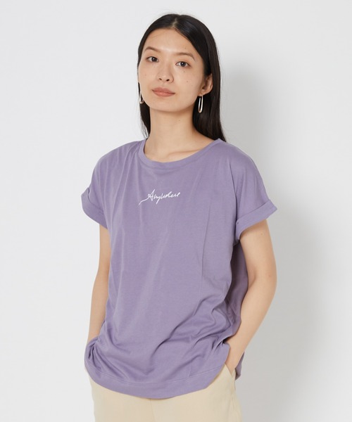 shop DADA(ショップダダ)の「袖折り返しTシャツ(1S15-350106)(Tシャツ/カットソー・レディース・チャコールグレー/ホワイト/ブルー系・FREE)」の3枚目の写真