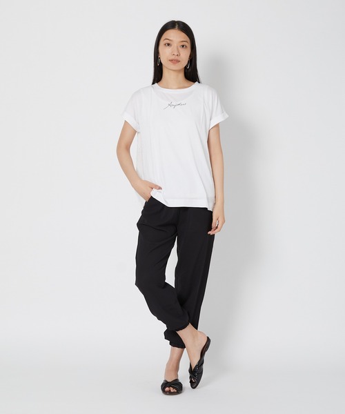 shop DADA(ショップダダ)の「袖折り返しTシャツ(1S15-350106)(Tシャツ/カットソー・レディース・チャコールグレー/ホワイト/ブルー系・FREE)」の6枚目の写真