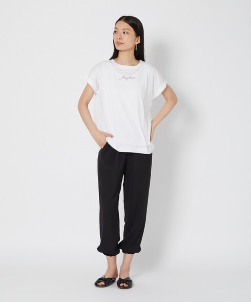 shop DADA(ショップダダ)の「袖折り返しTシャツ(1S15-350106)(Tシャツ/カットソー・レディース・チャコールグレー/ホワイト/ブルー系・FREE)」の12枚目の写真