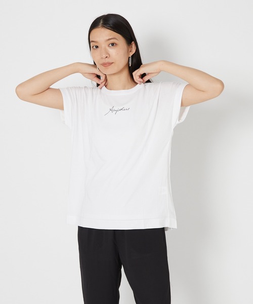 shop DADA(ショップダダ)の「袖折り返しTシャツ(1S15-350106)(Tシャツ/カットソー・レディース・チャコールグレー/ホワイト/ブルー系・FREE)」の9枚目の写真