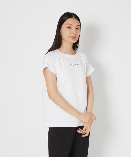 shop DADA(ショップダダ)の「袖折り返しTシャツ(1S15-350106)(Tシャツ/カットソー・レディース・チャコールグレー/ホワイト/ブルー系・FREE)」の10枚目の写真