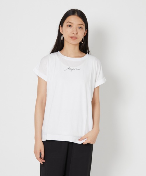 shop DADA(ショップダダ)の「袖折り返しTシャツ(1S15-350106)(Tシャツ/カットソー・レディース・チャコールグレー/ホワイト/ブルー系・FREE)」の11枚目の写真