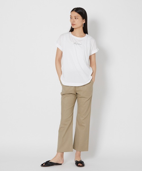 shop DADA(ショップダダ)の「袖折り返しTシャツ(1S15-350106)(Tシャツ/カットソー・レディース・チャコールグレー/ホワイト/ブルー系・FREE)」の13枚目の写真