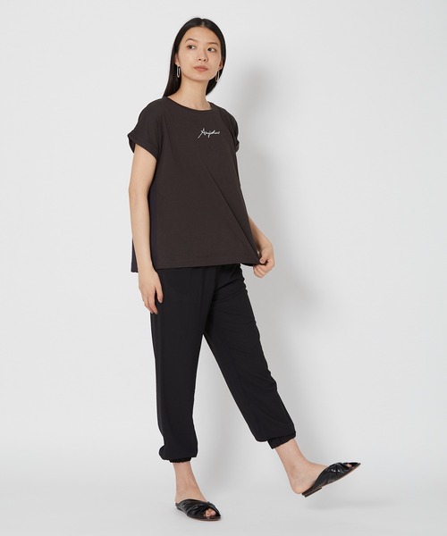 shop DADA(ショップダダ)の「袖折り返しTシャツ(1S15-350106)(Tシャツ/カットソー・レディース・チャコールグレー/ホワイト/ブルー系・FREE)」の7枚目の写真
