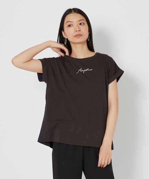 shop DADA(ショップダダ)の「袖折り返しTシャツ(1S15-350106)(Tシャツ/カットソー・レディース・チャコールグレー/ホワイト/ブルー系・FREE)」の14枚目の写真