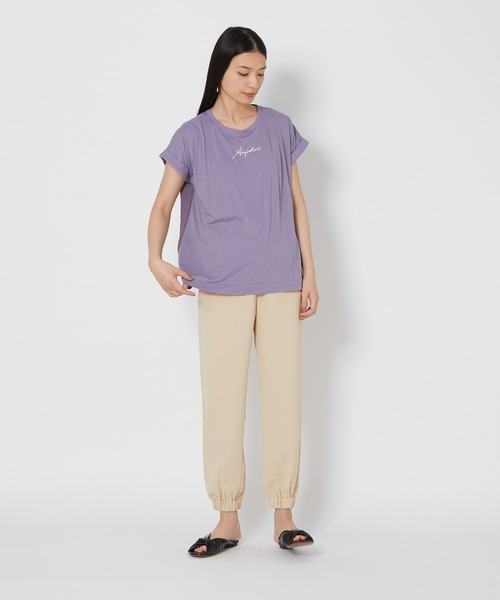 shop DADA(ショップダダ)の「袖折り返しTシャツ(1S15-350106)(Tシャツ/カットソー・レディース・チャコールグレー/ホワイト/ブルー系・FREE)」の18枚目の写真