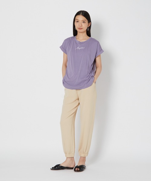 shop DADA(ショップダダ)の「袖折り返しTシャツ(1S15-350106)(Tシャツ/カットソー・レディース・チャコールグレー/ホワイト/ブルー系・FREE)」の8枚目の写真
