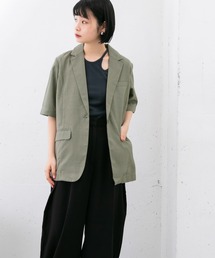 KBF | リネンライクハーフスリーブジャケット(その他アウター)