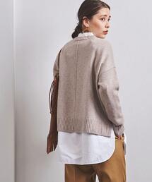 ＜UNITED ARROWS＞W/CA スリット クルーネック ニット W †