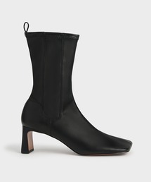 CHARLES & KEITH | ステッチトリム スリッポンカーフブーツ / Stitch-Trim Slip-On Calf Boots(ブーツ)
