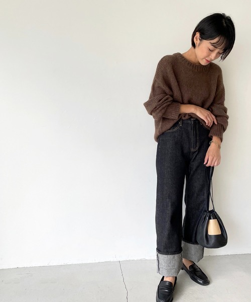 CANAL JEAN（キャナルジーン）の「via j(ヴィアジェイ) アルパカクルーネックニット（ニット/セーター・レディース・ベージュ/ブラウン/ブルー・ONE SIZE）」の8枚目の写真