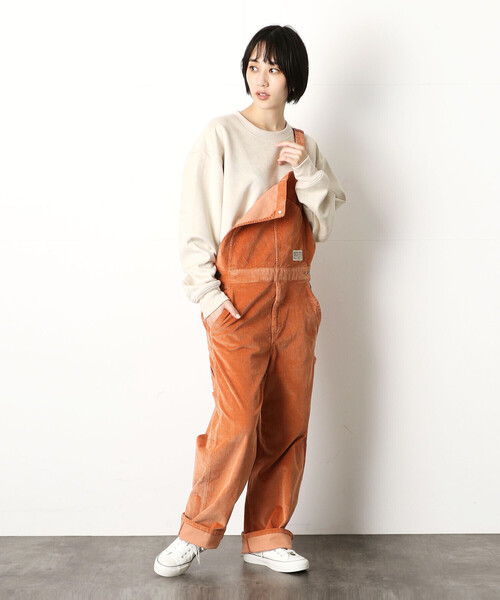 Purple&Yellow(パープルアンドイエロー)の「コーデュロイオーバーオール(サロペット/オーバーオール・メンズ・ブラック/オレンジ/オフホワイト・MEDIUM/SMALL/LARGE)」の5枚目の写真