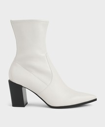 スランテッドブロックヒール アンクルブーツ / Slanted Block Heel Ankle Boots