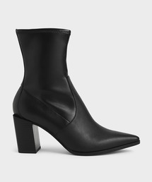 スランテッドブロックヒール アンクルブーツ / Slanted Block Heel Ankle Boots