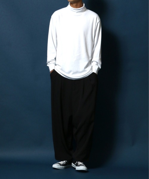 ANPAS（アンパス）の「Eco Ponte Fabric Turtleneck Shirt/エコポンチ タートルネックシャツ ハイネックシャツ（Tシャツ/カットソー・メンズ・グレイッシュベージュ/ホワイト/ワイン/スミクロ・L/M）」の8枚目の写真