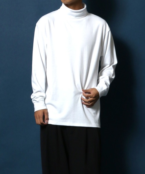ANPAS（アンパス）の「Eco Ponte Fabric Turtleneck Shirt/エコポンチ タートルネックシャツ ハイネックシャツ（Tシャツ/カットソー・メンズ・グレイッシュベージュ/ホワイト/ワイン/スミクロ・L/M）」の18枚目の写真