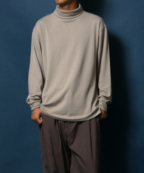 ANPAS（アンパス）の「Eco Ponte Fabric Turtleneck Shirt/エコポンチ タートルネックシャツ ハイネックシャツ（Tシャツ/カットソー・メンズ・グレイッシュベージュ/ホワイト/ワイン/スミクロ・L/M）」の20枚目の写真