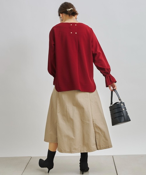 Chez toi（シェトワ）の「バックダブルボタンキャンディースリーブプルオーバー（Tシャツ/カットソー・レディース・ネイビー/オフホワイト/ボルドー・FREE）」の5枚目の写真