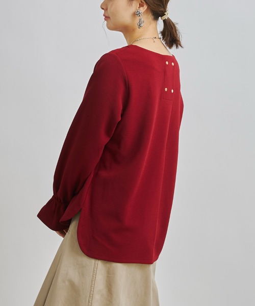 Chez toi（シェトワ）の「バックダブルボタンキャンディースリーブプルオーバー（Tシャツ/カットソー・レディース・ネイビー/オフホワイト/ボルドー・FREE）」の8枚目の写真