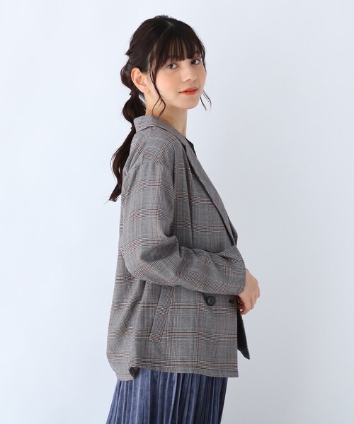 Cutie Blonde（キューティーブロンド）の「◆【S-L】チェックジャケット（テーラードジャケット・レディース・ブラック系1/ブラウン系2・01/02/03）」の2枚目の写真