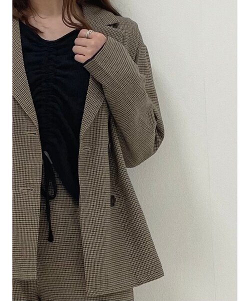 Cutie Blonde（キューティーブロンド）の「◆【S-L】チェックジャケット（テーラードジャケット・レディース・ブラック系1/ブラウン系2・01/02/03）」の3枚目の写真