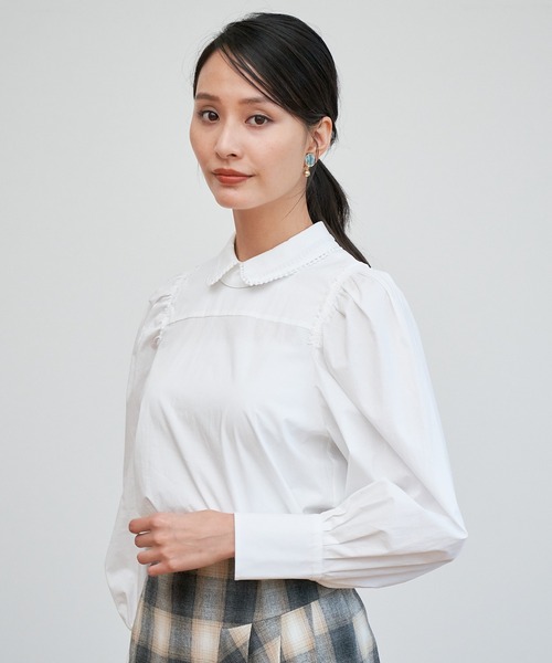 ANAYI（アナイ）の「ストレッチブロードレースエリ ブラウス