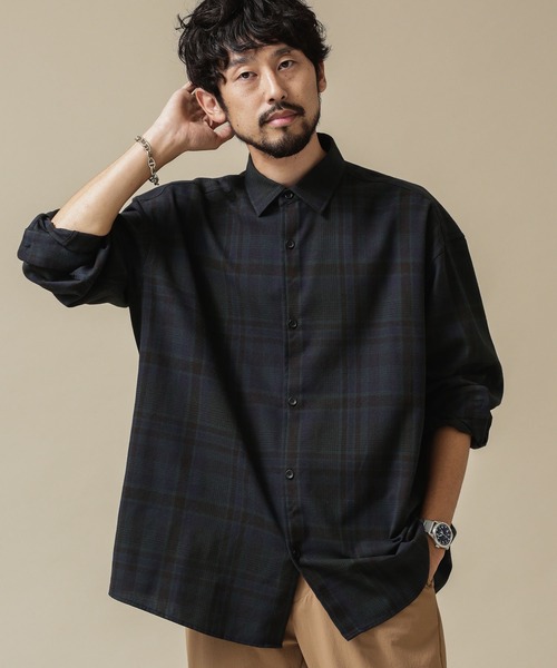 NANO universe（ナノユニバース）の「フランネルビッグシャツ 長袖（シャツ/ブラウス・メンズ・ブラウン/アイボリー/その他1/その他2・M/S/L）」の4枚目の写真