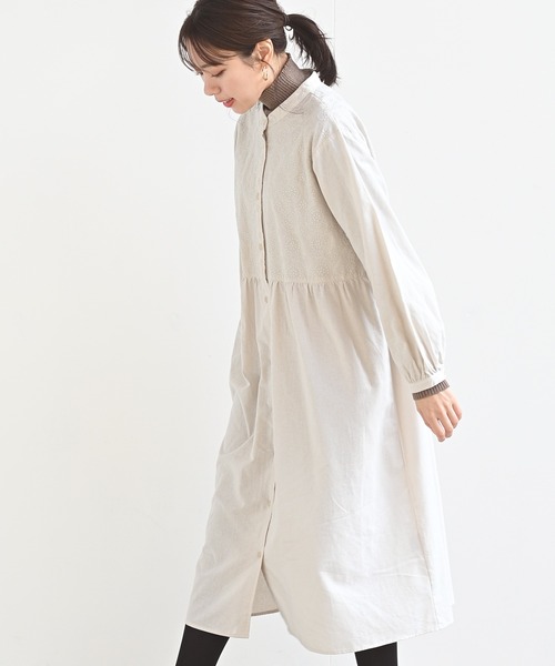 rps（アールピーエス）の「無地×オーバーレース切替ワンピース（ワンピース・レディース・ブラック/グリーン/グレイッシュベージュ・M）」の2枚目の写真