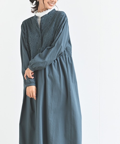 rps（アールピーエス）の「無地×オーバーレース切替ワンピース（ワンピース・レディース・ブラック/グリーン/グレイッシュベージュ・M）」の3枚目の写真