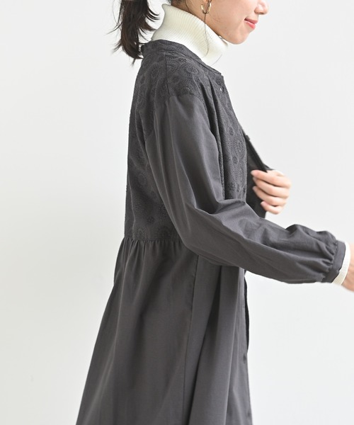 rps（アールピーエス）の「無地×オーバーレース切替ワンピース（ワンピース・レディース・ブラック/グリーン/グレイッシュベージュ・M）」の4枚目の写真