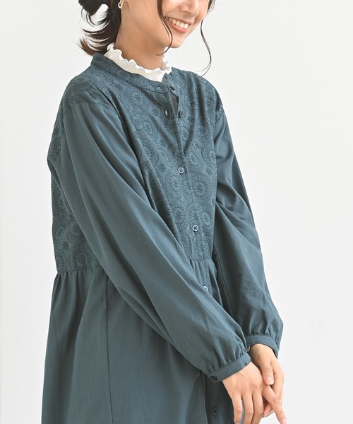 rps（アールピーエス）の「無地×オーバーレース切替ワンピース（ワンピース・レディース・ブラック/グリーン/グレイッシュベージュ・M）」の12枚目の写真