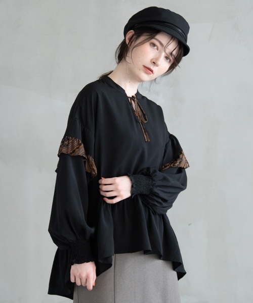 idem（イデム）の「classical lady chiffon blouse/ペプラム