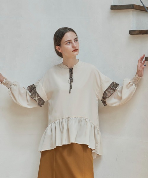 ブラウス シャツ シフォンペプラム風ブラウス レディース idem（イデム）の「classical lady chiffon blouse/ペプラム