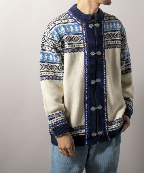 GLOSTER（グロスター）の「【GLOSTER/グロスター】フェアアイル柄 エスニックカーディガン（カーディガン/ボレロ・メンズ・ホワイト系その他/ブルー系その他・MEDIUM）」の2枚目の写真
