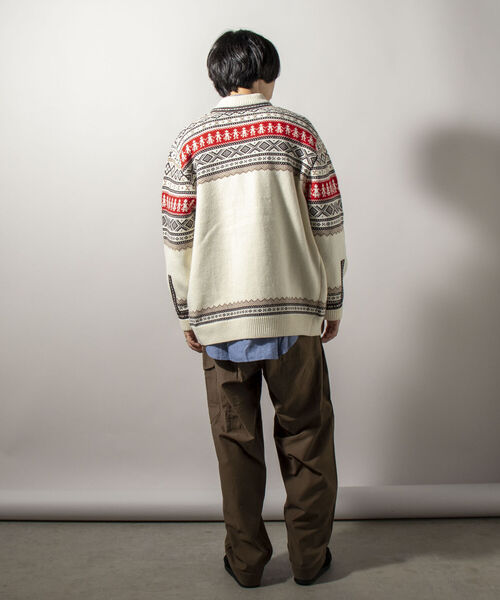 GLOSTER（グロスター）の「【GLOSTER/グロスター】フェアアイル柄 エスニックカーディガン（カーディガン/ボレロ・メンズ・ホワイト系その他/ブルー系その他・MEDIUM）」の3枚目の写真