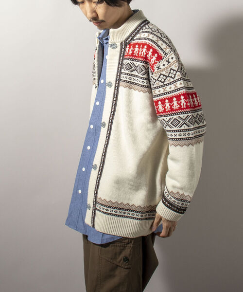 GLOSTER（グロスター）の「【GLOSTER/グロスター】フェアアイル柄 エスニックカーディガン（カーディガン/ボレロ・メンズ・ホワイト系その他/ブルー系その他・MEDIUM）」の16枚目の写真