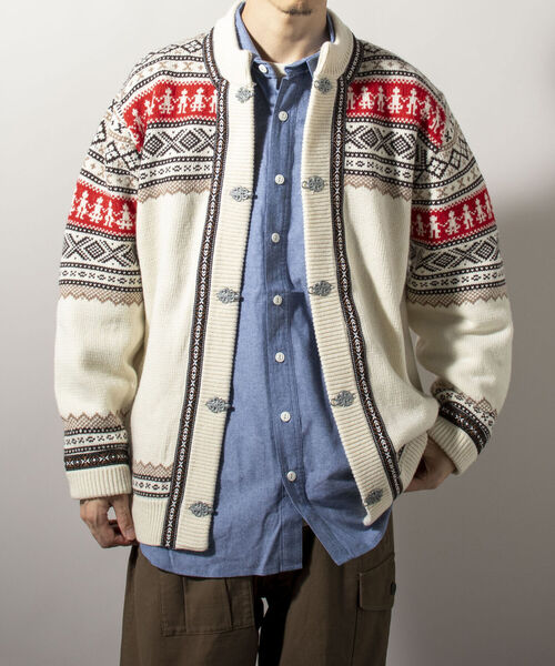 GLOSTER（グロスター）の「【GLOSTER/グロスター】フェアアイル柄 エスニックカーディガン（カーディガン/ボレロ・メンズ・ホワイト系その他/ブルー系その他・MEDIUM）」の10枚目の写真