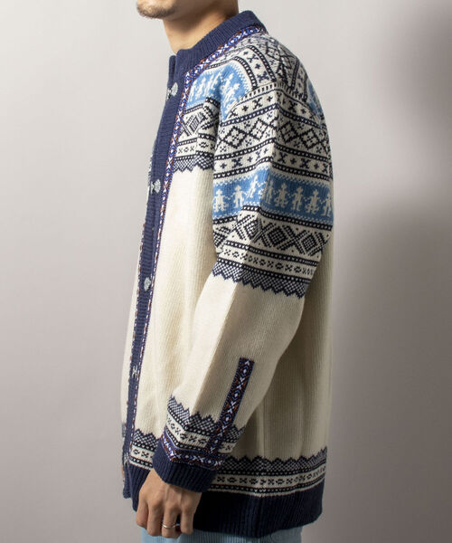 GLOSTER（グロスター）の「【GLOSTER/グロスター】フェアアイル柄 エスニックカーディガン（カーディガン/ボレロ・メンズ・ホワイト系その他/ブルー系その他・MEDIUM）」の5枚目の写真