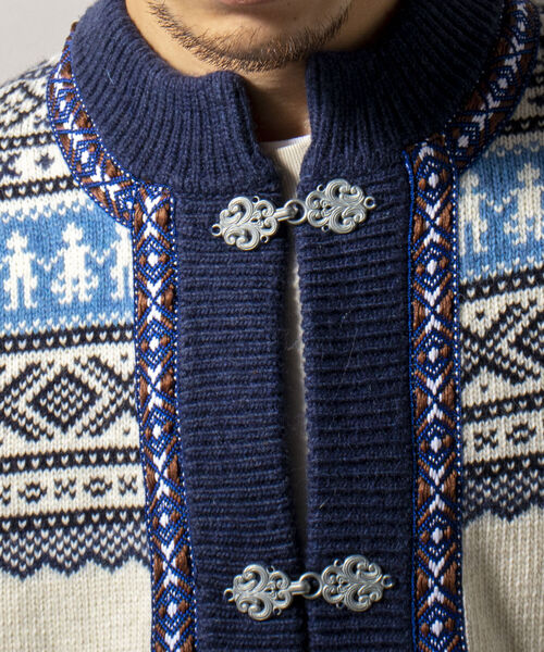 GLOSTER（グロスター）の「【GLOSTER/グロスター】フェアアイル柄 エスニックカーディガン（カーディガン/ボレロ・メンズ・ホワイト系その他/ブルー系その他・MEDIUM）」の14枚目の写真