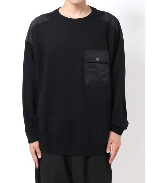 COTORICA(コトリカ)の「ミリタリーパッチクルーネックニット(ニット/セーター・メンズ・ブラック/オリーブ・MEDIUM/LARGE)」の4枚目の写真